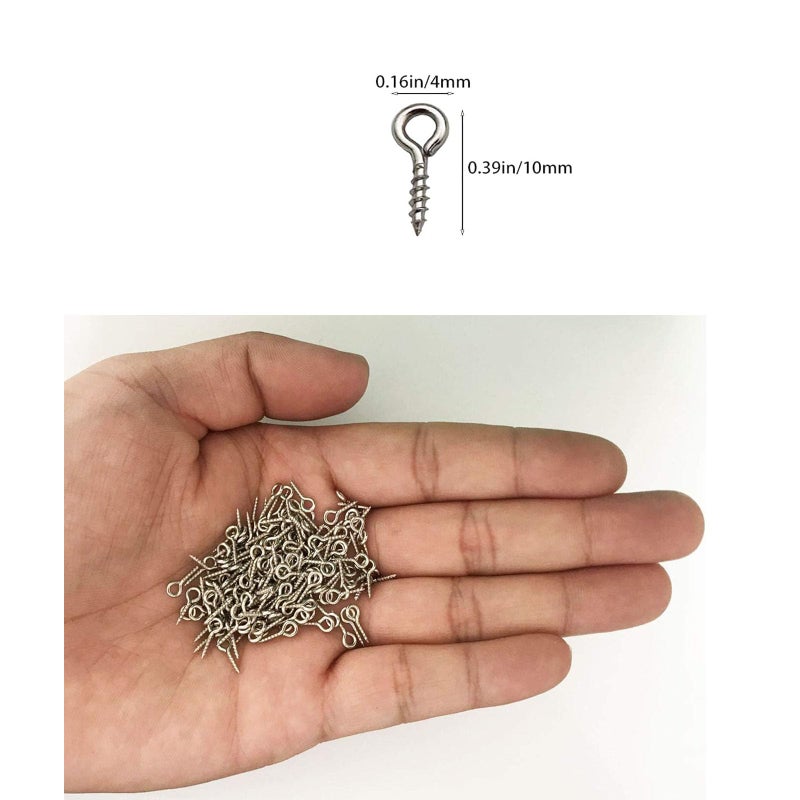 IDEALSV Small Mini Screw Eyes Pin Tiny Screw in Hooks Jewelry Metal Ring (250 PCS) - Image 4